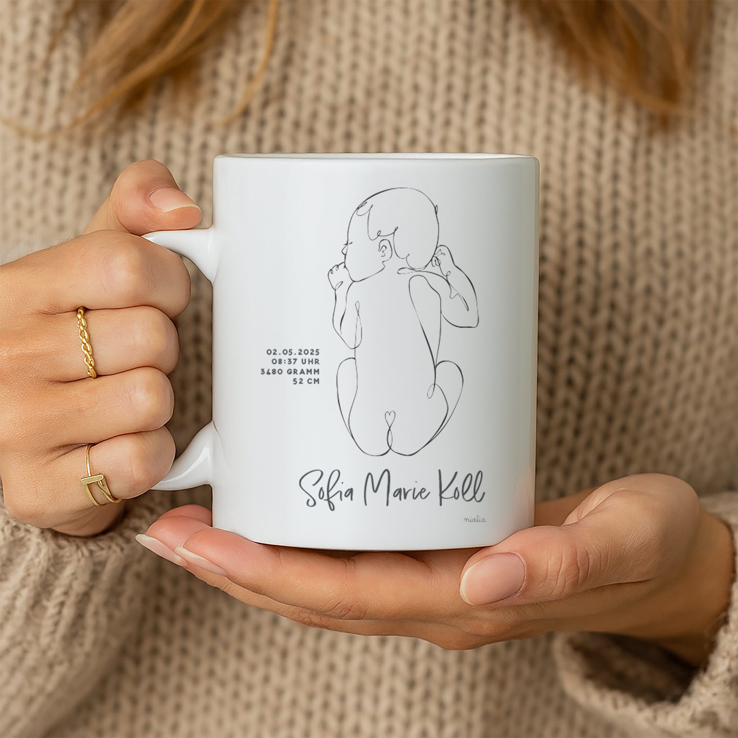 Geburtsdesign gezeichnet mit Namen & Daten – digitale Vorlage