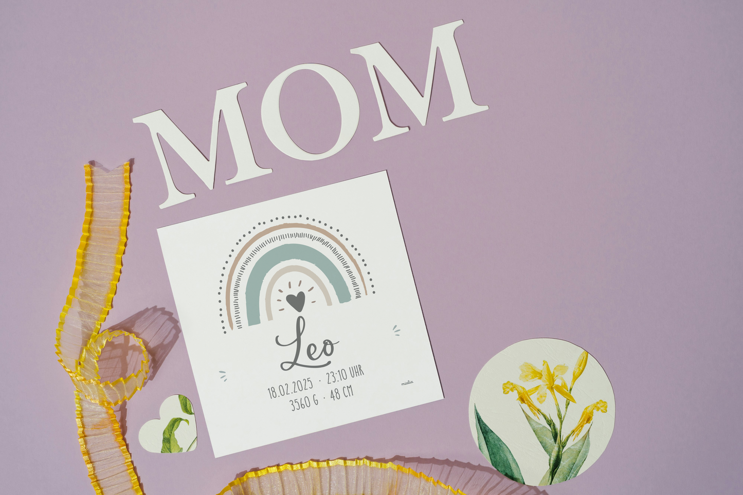 Geburtsdesign mit Namen & Daten | Boho – digitale Vorlage