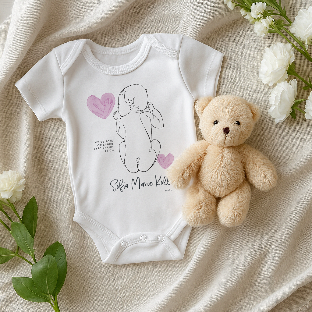 Geburtsdesign gezeichnet mit Namen & Daten – digitale Vorlage