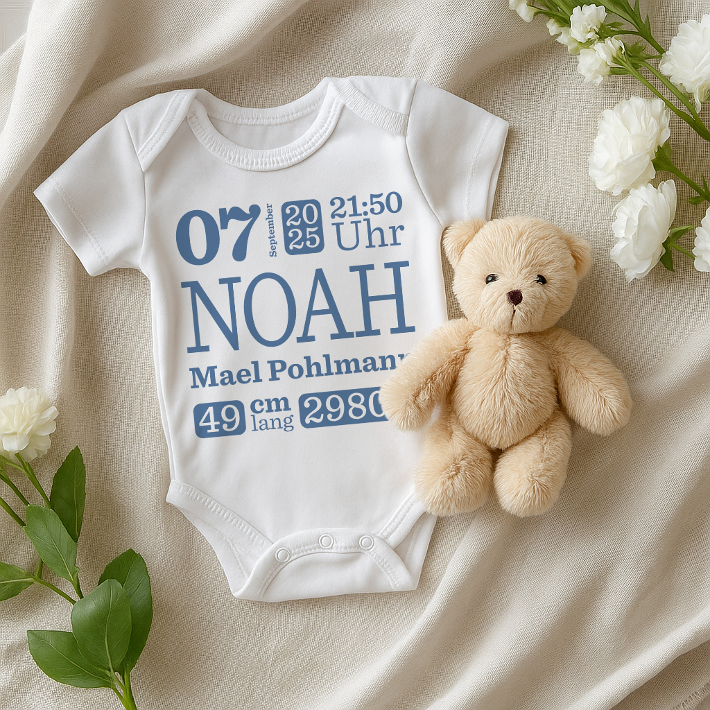 Personalisierte Geburtsdaten – Digitales Design mit Name & Details