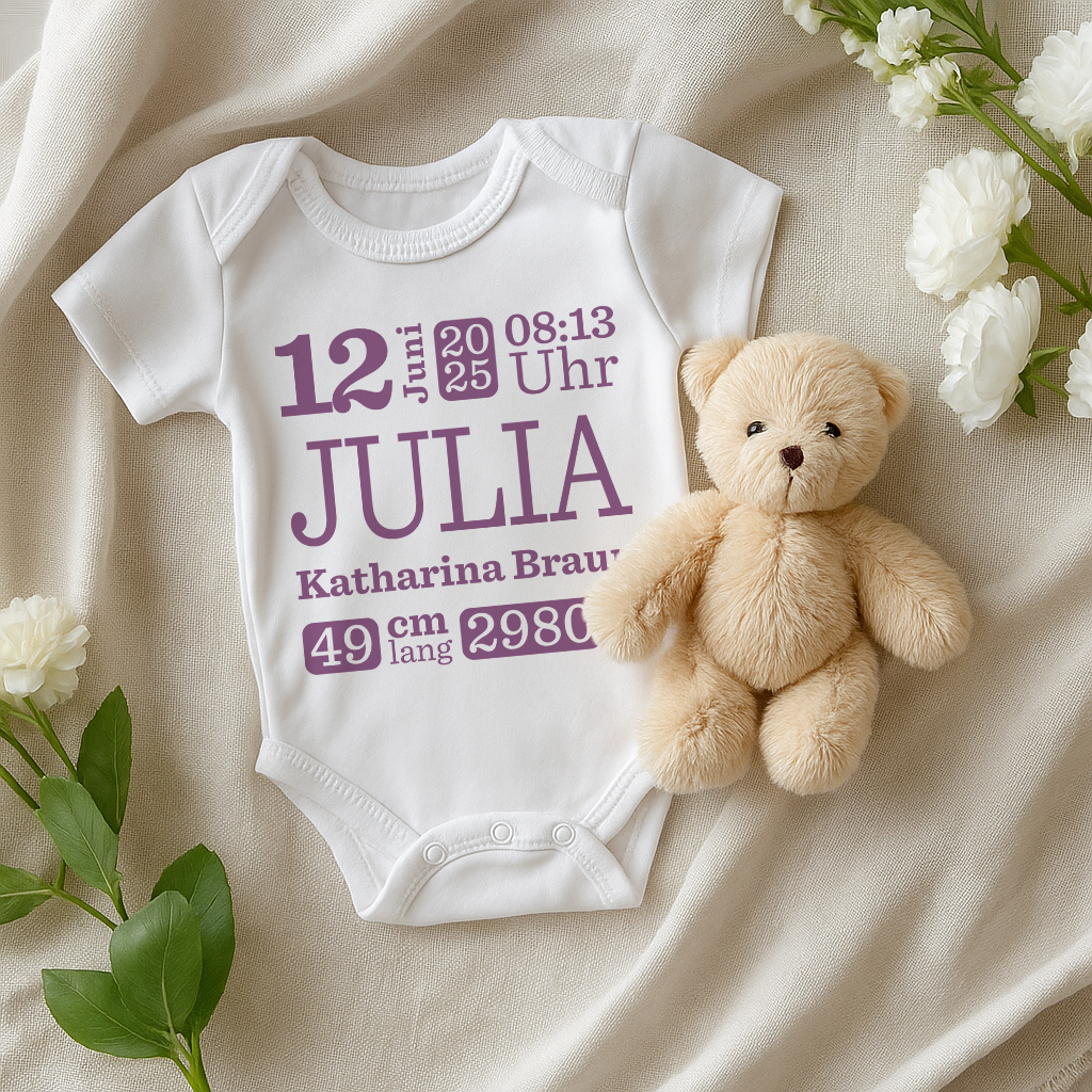 Personalisierte Geburtsdaten – Digitales Design mit Name & Details