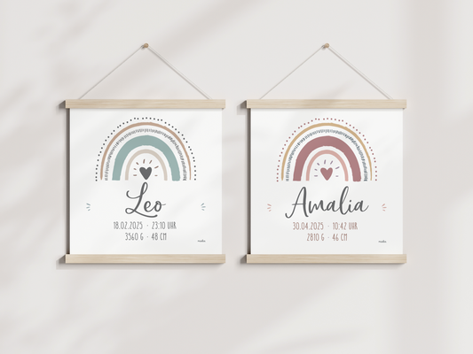 Geburtsdesign mit Namen & Daten | Boho – digitale Vorlage