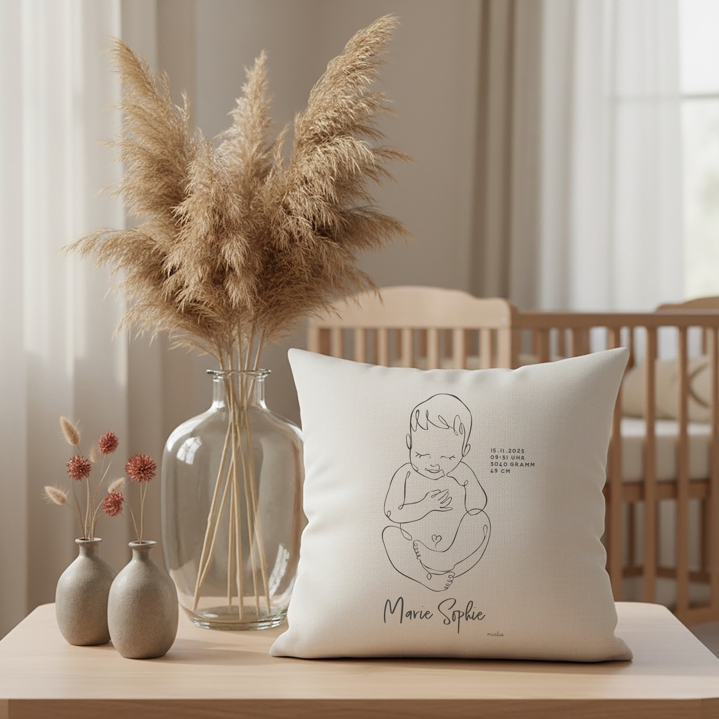 Geburtsdesign gezeichnet mit Namen & Daten – digitale Vorlage