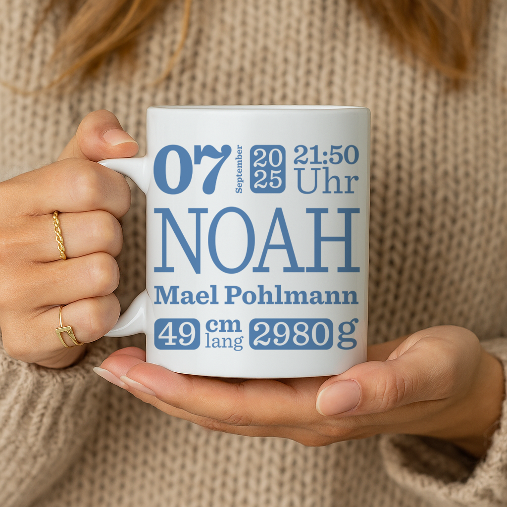Personalisierte Geburtsdaten – Digitales Design mit Name & Details