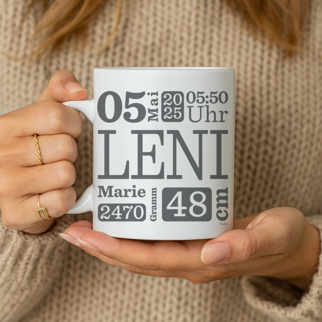 Personalisierte Geburtsdaten – Digitales Design mit Name & Details