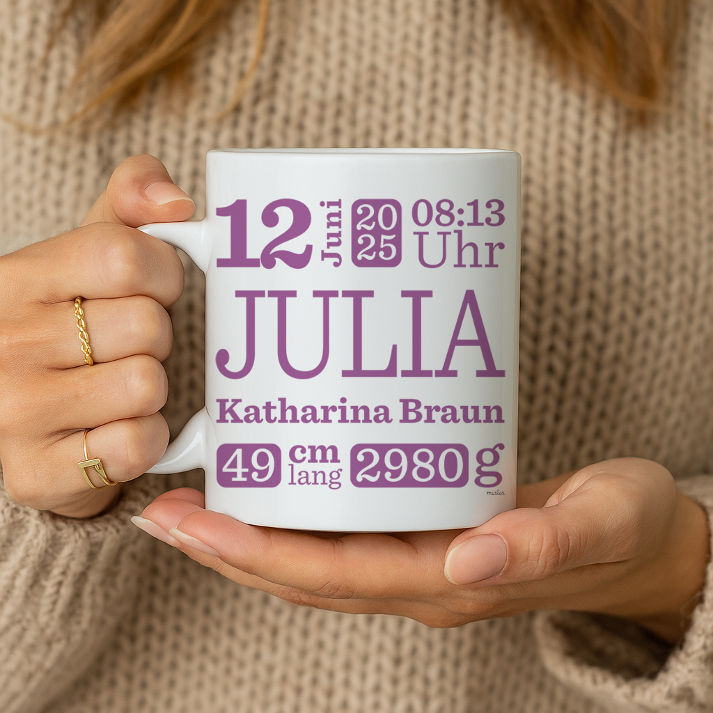 Personalisierte Geburtsdaten – Digitales Design mit Name & Details